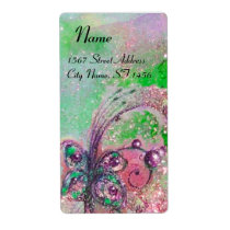 GARDEN OF THE LOST SHADOWS, blue green pink Shipping Labels