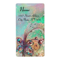 GARDEN OF THE LOST SHADOWS, blue green pink Shipping Label