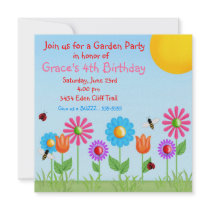 Garden Party Ladybug  Birthday Invitations