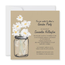 Garden Party Mason Jar & White Daisies Custom Invites