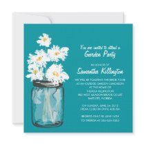 Garden Party Mason Jar & White Daisies Personalized Invitation