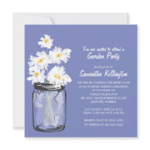 Garden Party Mason Jar & White Daisies Custom Announcement