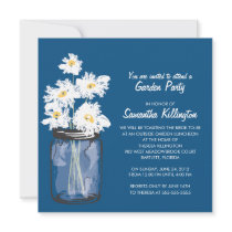 Garden Party Mason Jar & White Daisies Personalized Invitations