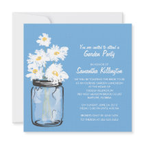 Garden Party Mason Jar & White Daisies Custom Invites