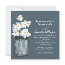 Garden Party Mason Jar & White Daisies Custom Announcements