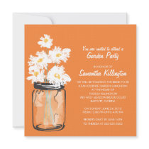 Garden Party Mason Jar & White Daisies Personalized Invitations