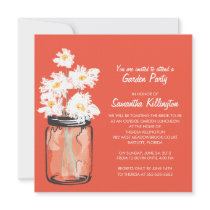 Garden Party Mason Jar & White Daisies Personalized Invite