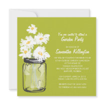 Garden Party Mason Jar & White Daisies Custom Announcement