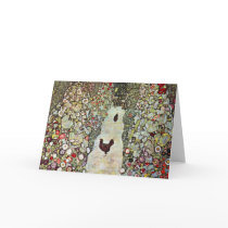 Garden Path with Chickens by Gustav Klimt Cards