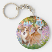 Garden - Pembroke Welsh Corgis (two) Keychain