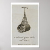 Garden roller with divided barrel and balances, 17 posters