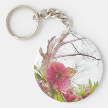 Garden Scene - Hellebores And Old Oak Keychains