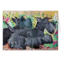 Garden Scottish Terriers Greeting Card