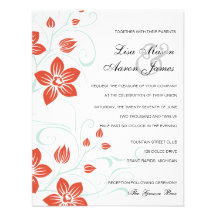 Garden Weddings -Orange n Blue wedding invitation