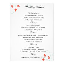 Garden Weddings -Orange n Blue Wedding Menu Personalized Invitations