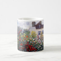 Garden with Dahlias by Claude Monet Fine Art Coffee Mugs