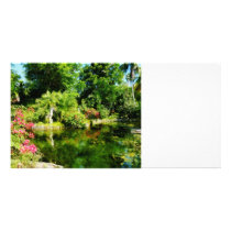 Garden With Statue Freeport Bahamas Photo Greeting Card