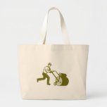 Gardener Landscaper Pushing Lawn Roller Retro Tote Bags