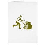 Gardener Landscaper Pushing Lawn Roller Retro Cards
