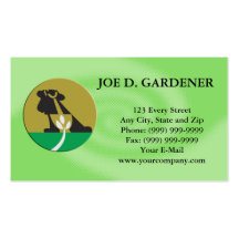 Gardener Landscaper With Shovel Digging Plant Business Card Template