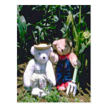 Gardening bears post card