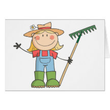Gardening Girl  Waving A Greeting Greeting Card