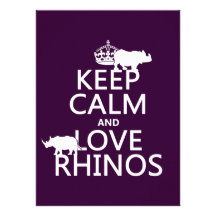 Gardez le calme et aimez les rhinocéros (toute cou invitation