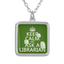 Gardez le calme et demandez à un bibliothécaire (t pendentifs