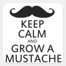 Gardez le calme et élevez une moustache autocollants carrés