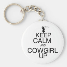 Gardez le calme et la cow-girl porte-clefs