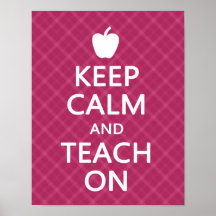 Gardez le calme et l'enseignez dessus, plaid rose posters