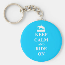 Gardez le calme et montez sur (bleu-clair) porte-clefs