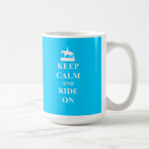Gardez le calme et montez sur (bleu-clair) tasses à café