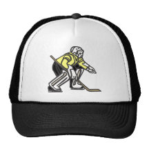 Gardien de but jaune d'hockey casquette