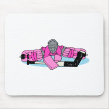 Gardien de but rose d'hockey tapis de souris