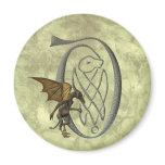 Gargoyle Decorated Initial D Fridge Magnet