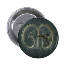 Gargoyles Monogram M Pinback Button