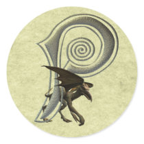 Gargoyles Monogram P Round Stickers