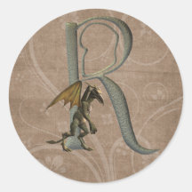 Gargoyles Monogram R Round Stickers