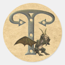 Gargoyles Monogram T Round Stickers