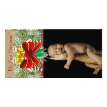 Garland & Bows  My 1st Christmas Baby Photo Card
