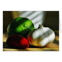 Garlic Bulbs Limes Chillies Peppers Chili Greeting Cards