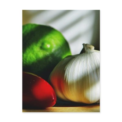 Garlic Bulbs Limes Chillies Peppers Chili Postcards by lifesphere