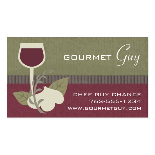 garlic herbs wine chef catering business cards