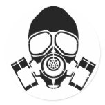 gas mask stencil logo round sticker
