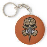 Gas Mask Sugar Skull, Brown Key Chains