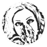 Gas Mask Woman Round Sticker