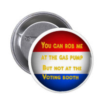 Gas robbery pinback buttons