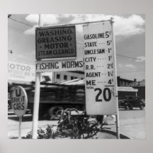 Gas Station Price Sign: 1928 Print