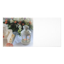 Gâteau et lanterne de mariage modèle pour photocarte